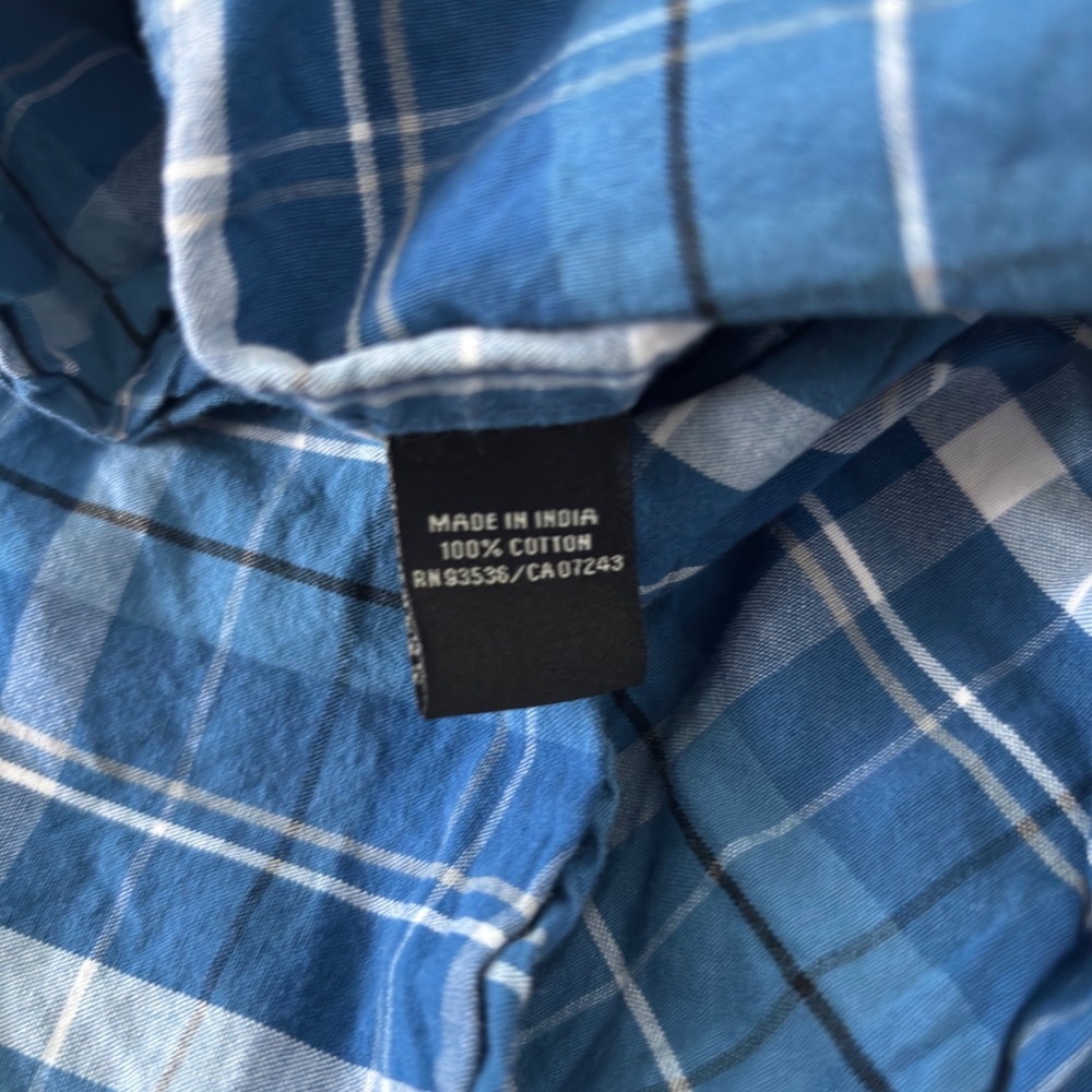 Ecko Unltd Mens Blue Plaid Long Sleeve Button Down Shirt Size Large Rhino Logo - Picture 6 of 9